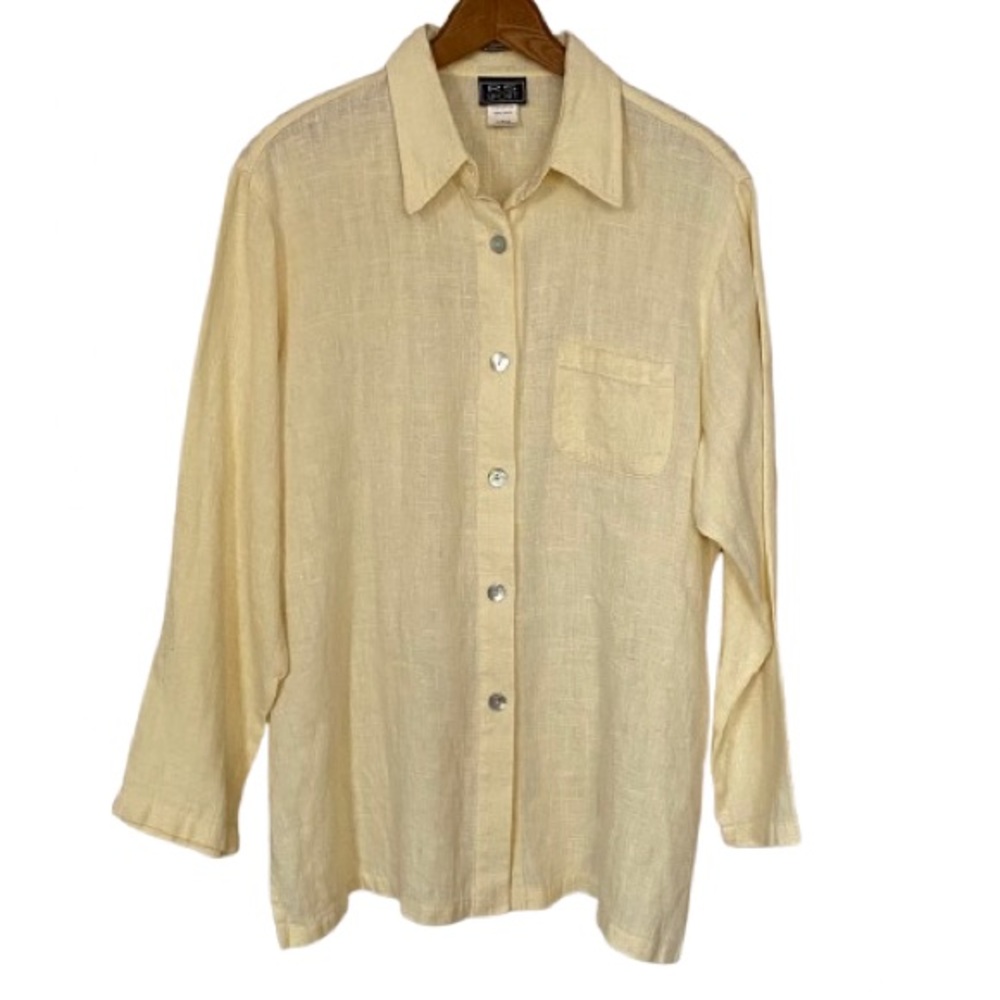 Vintage RS Sport Women’s 100% Linen Tunic Sz L Coastal Chic Natural Minimalist